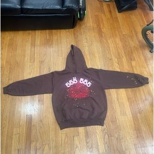 Spiderworldwide brown hoodie. Brown sp5der hoodie.